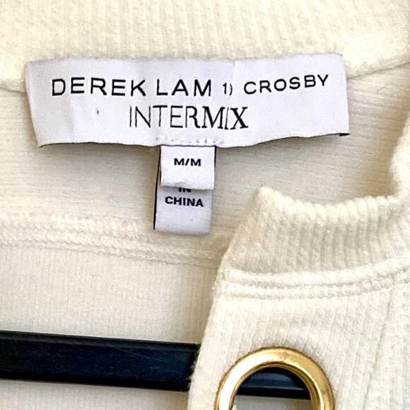 Derek Lam 10 Crosby Intermix sweater, Womens medum ribbed Lace-Up Ivory pullover - Picture 5 of 8